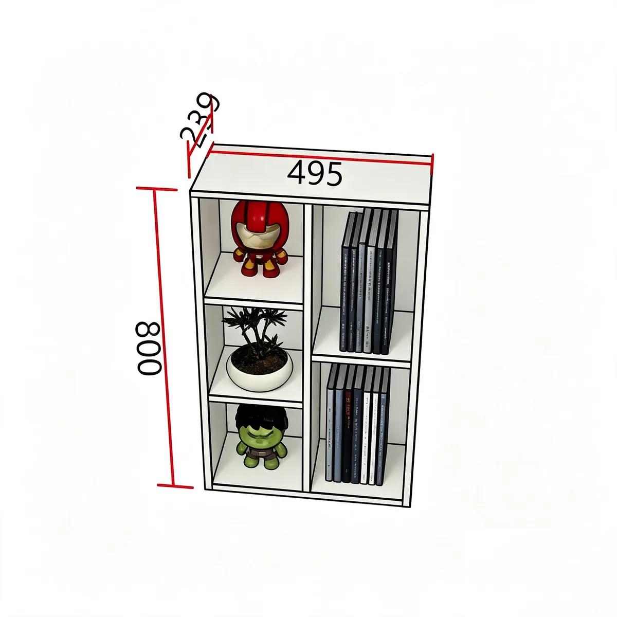 Modern White Open Storage Cabinet H2001 detail 2