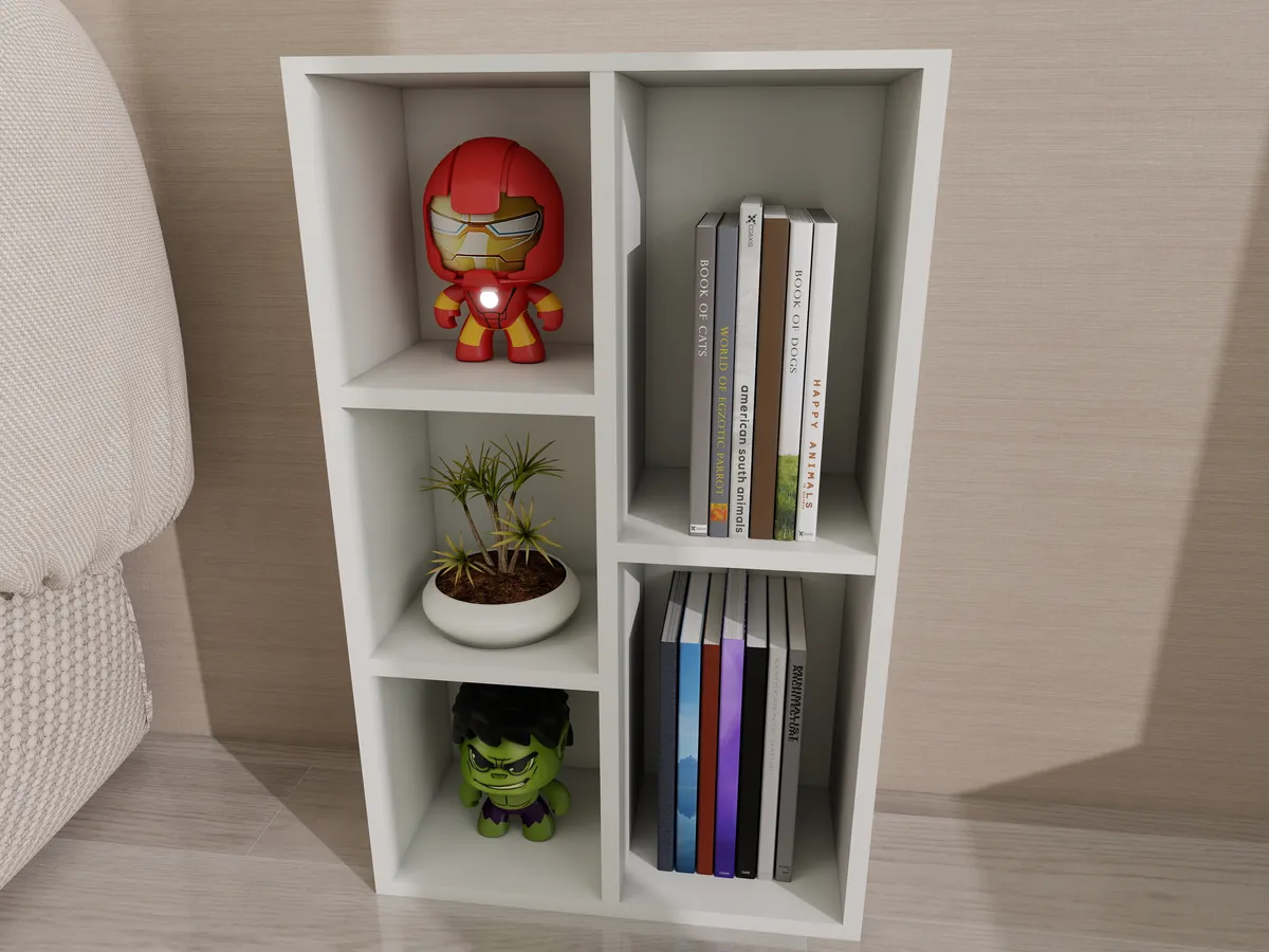 Modern White Open Storage Cabinet H2001 - Front View