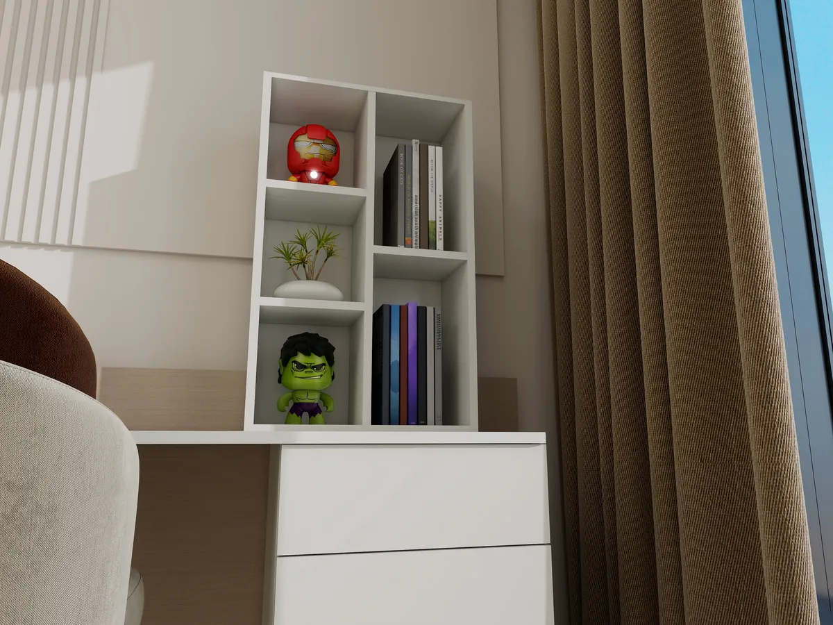 Modern White Open Storage Cabinet H2001 - Storage Setup