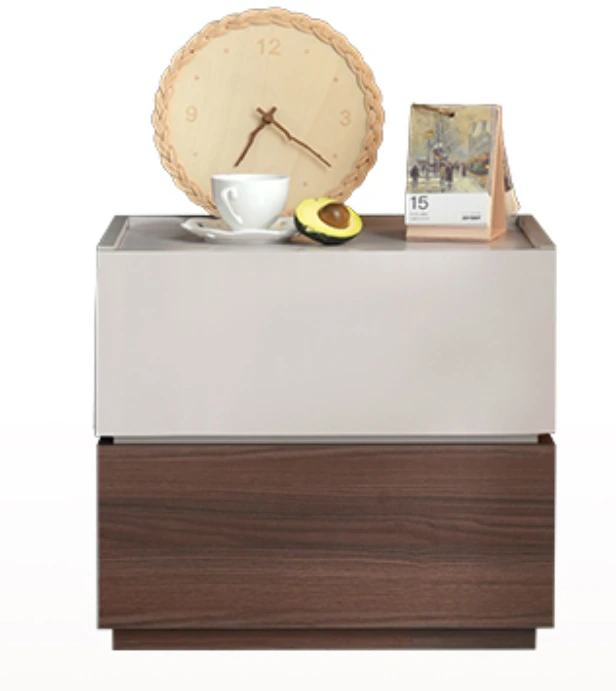 Modular Two-Drawer Bedside Table Nightstand C3000 - Open Drawers Detail
