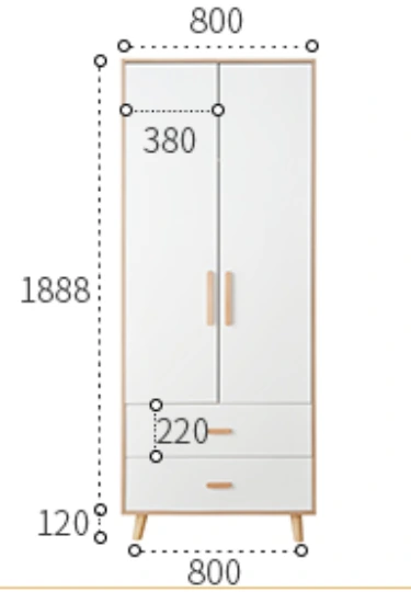 Modular Wardrobe A1002 + Top Cabinet A1000 Combo detail 1