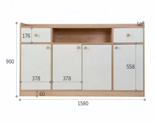 Solid Wood Veneer Sideboard Buffet Cabinet E5000 detail 10