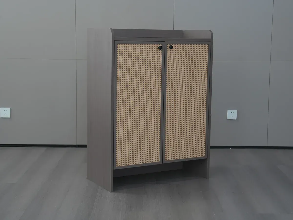 Rattan Door Shoe Storage Cabinet J8001 - Angle View