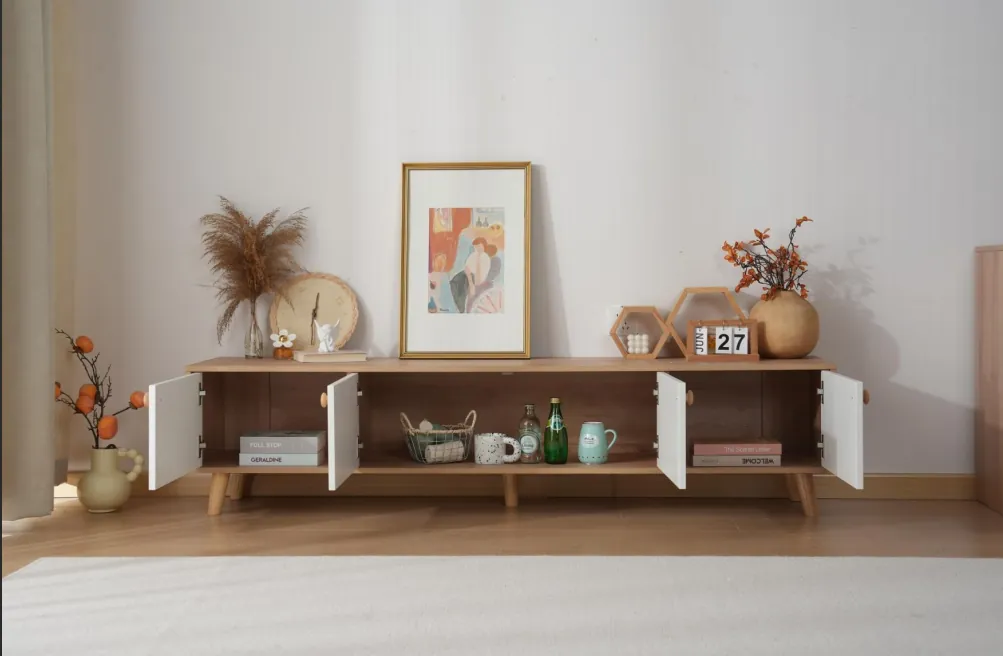 Floor Standing Modern TV Stand F6000 - Open Doors View