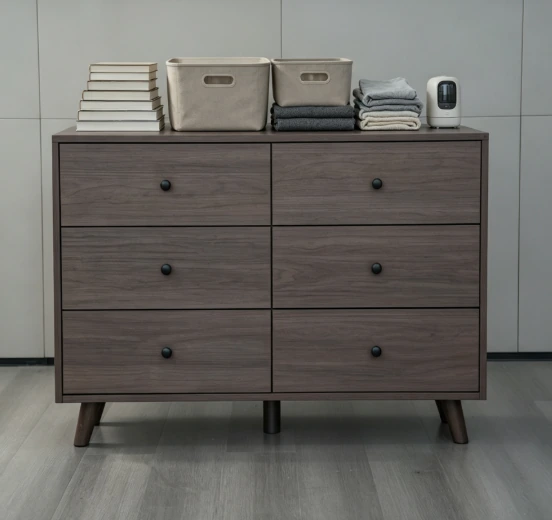 Double-Row Six-Drawer Dresser E5003 - Open Drawers