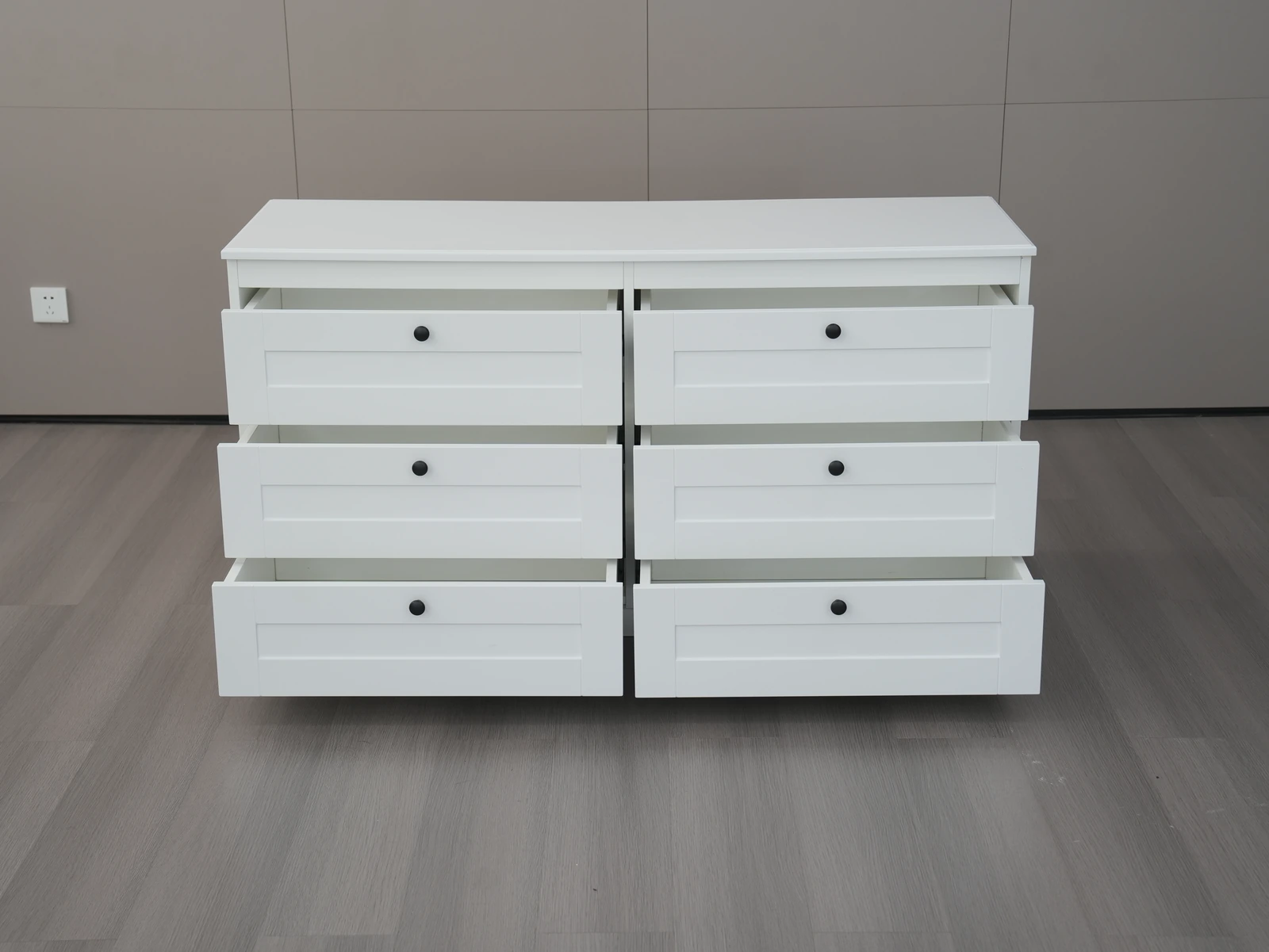 White Six-Drawer Cabinet E5002 - Dimensions Diagram