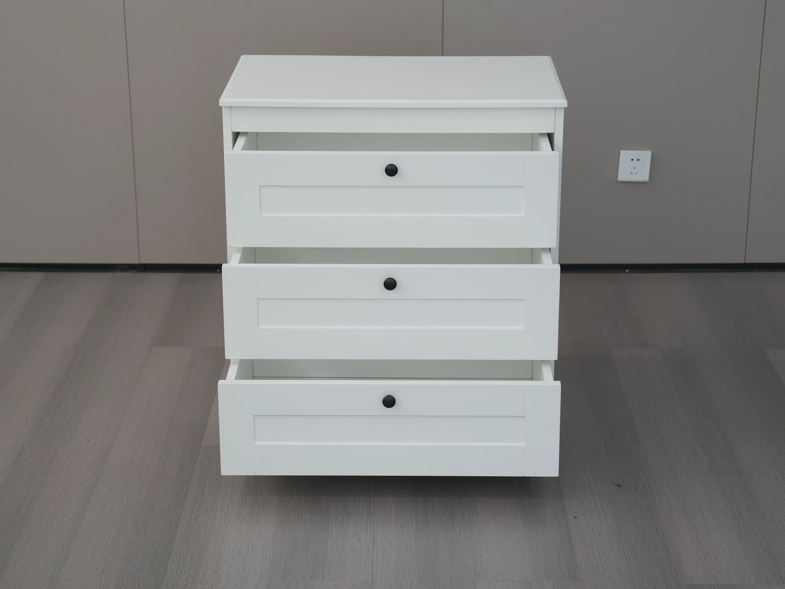 Minimalist White 3-Drawer Storage Dresser E5006 detail 6