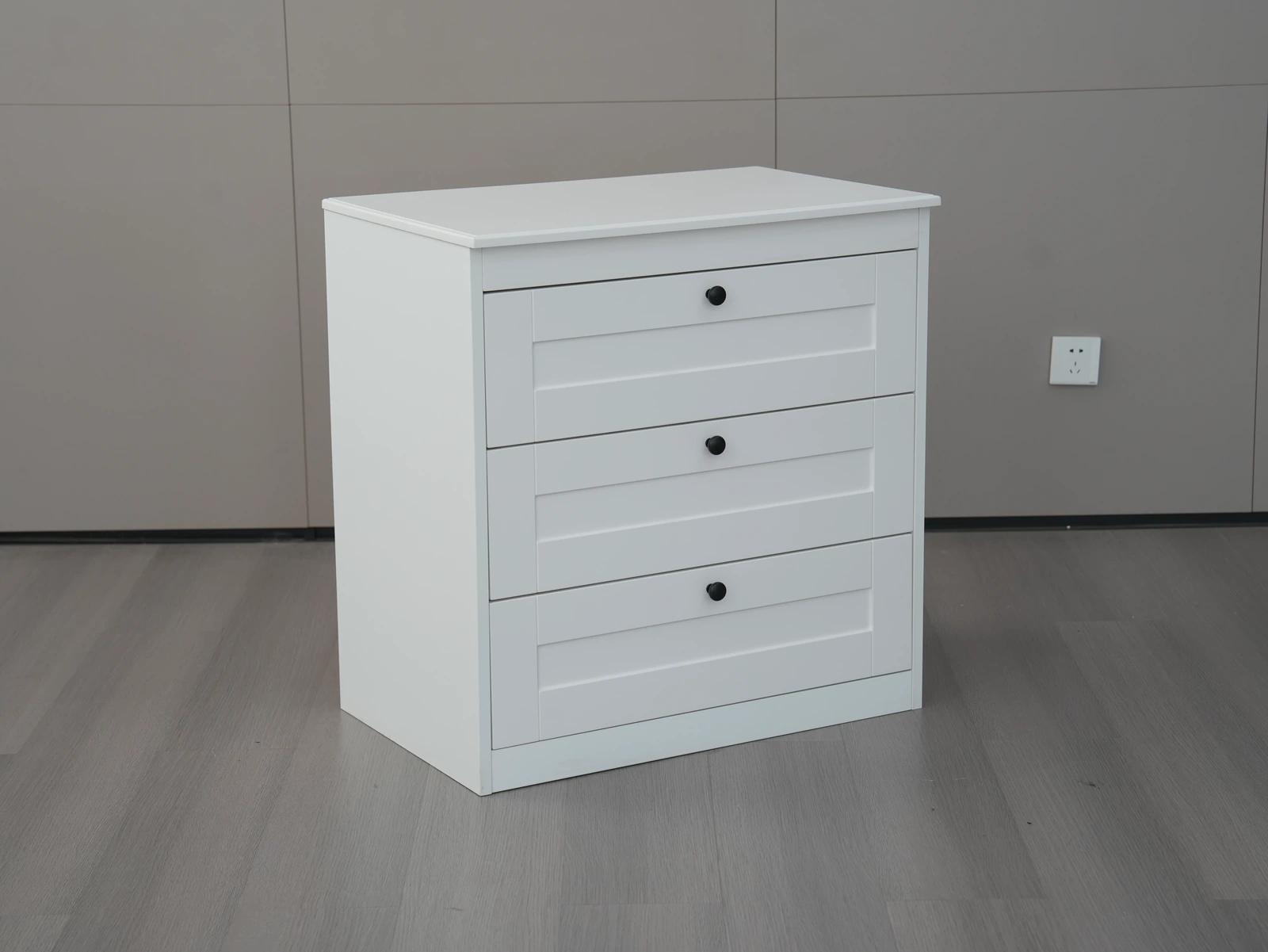 Minimalist White 3-Drawer Storage Dresser E5006 detail 8