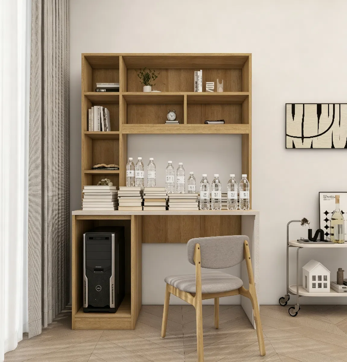 Modern Multifunctional Desk with Bookshelf Combo D4000 Detail 9