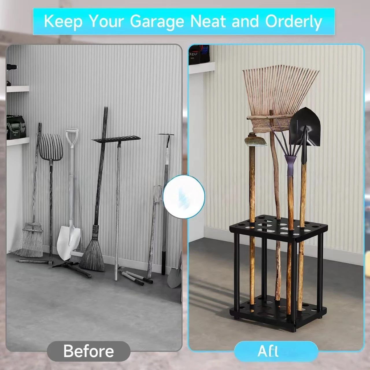 Floor-Standing Metal Garden Tool & Hoe Organizer Rack - View 2