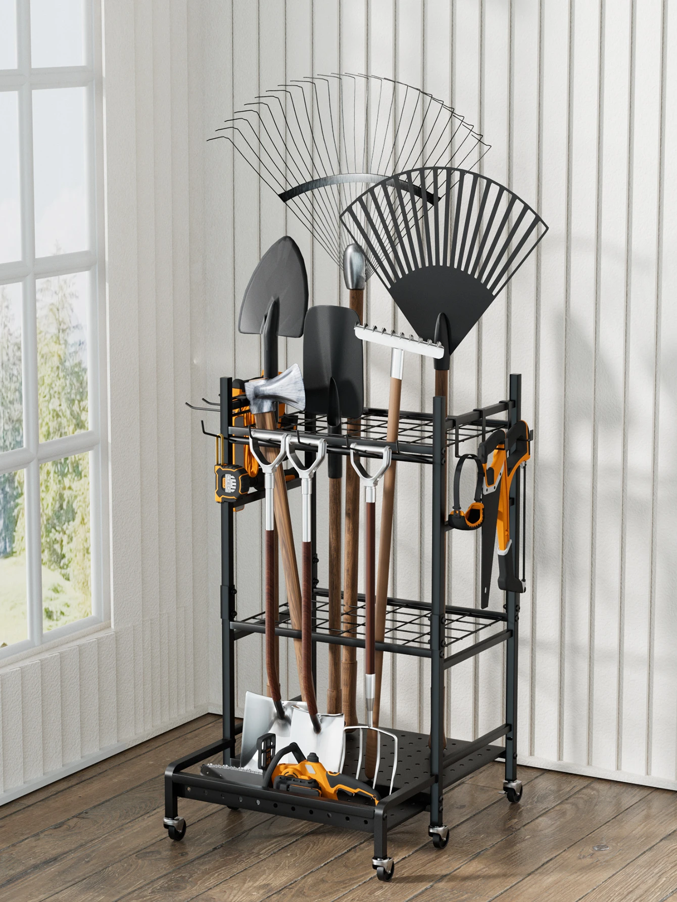 Heavy Duty Straight-Hook Garden Tool Hanging Rail detail 2