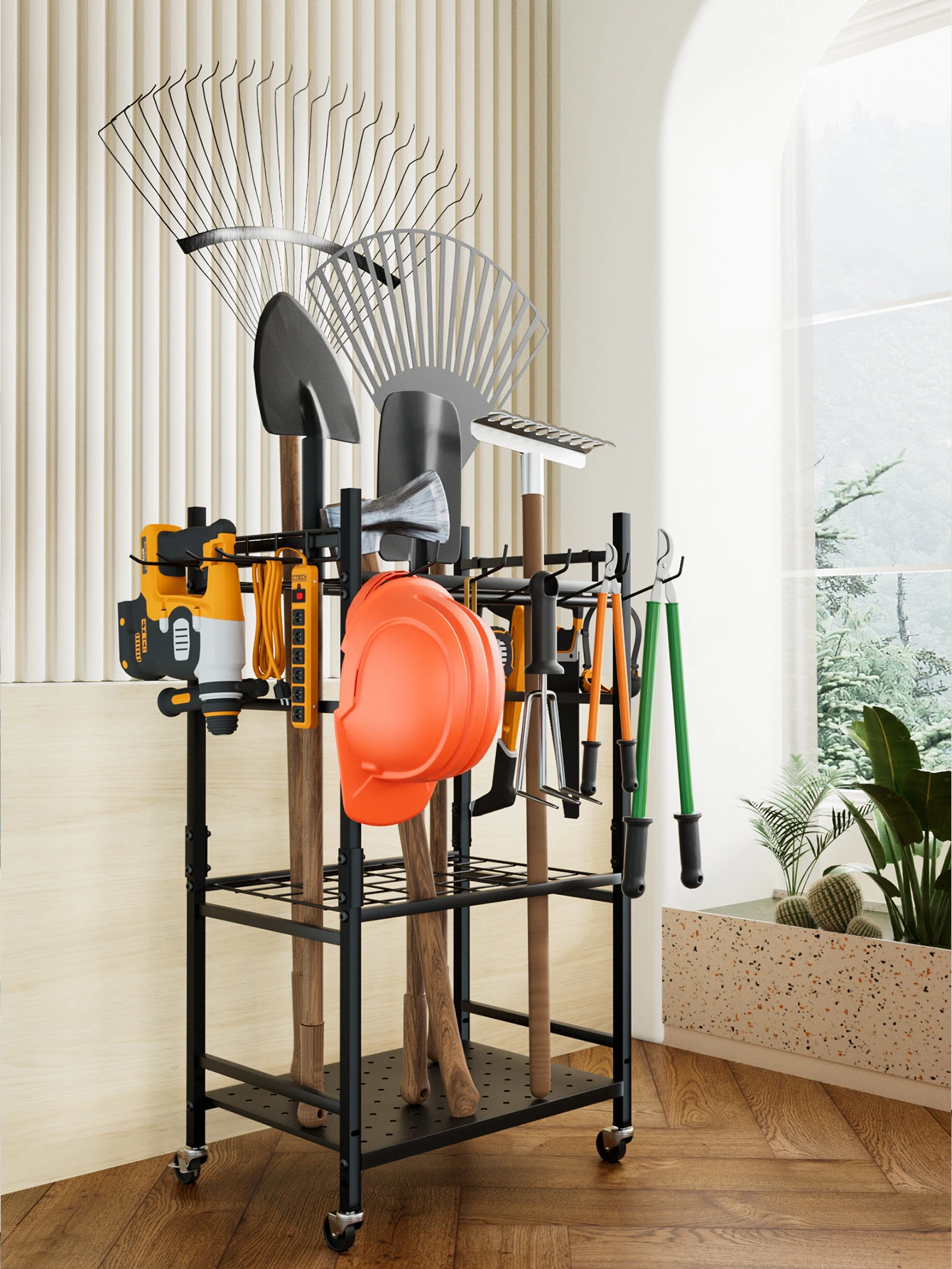 Heavy Duty Straight-Hook Garden Tool Hanging Rail detail 8