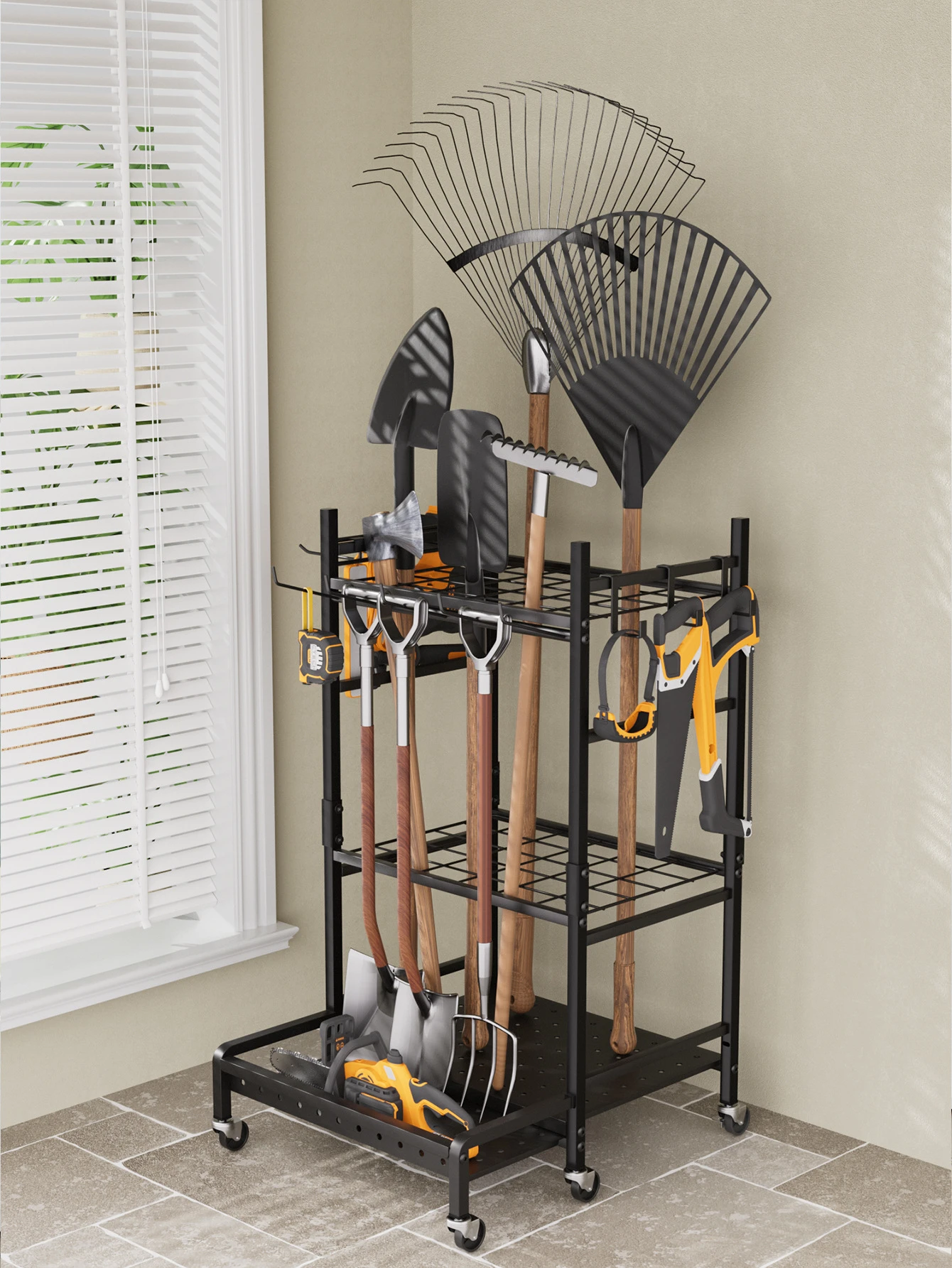 Heavy Duty Straight-Hook Garden Tool Hanging Rail detail 7
