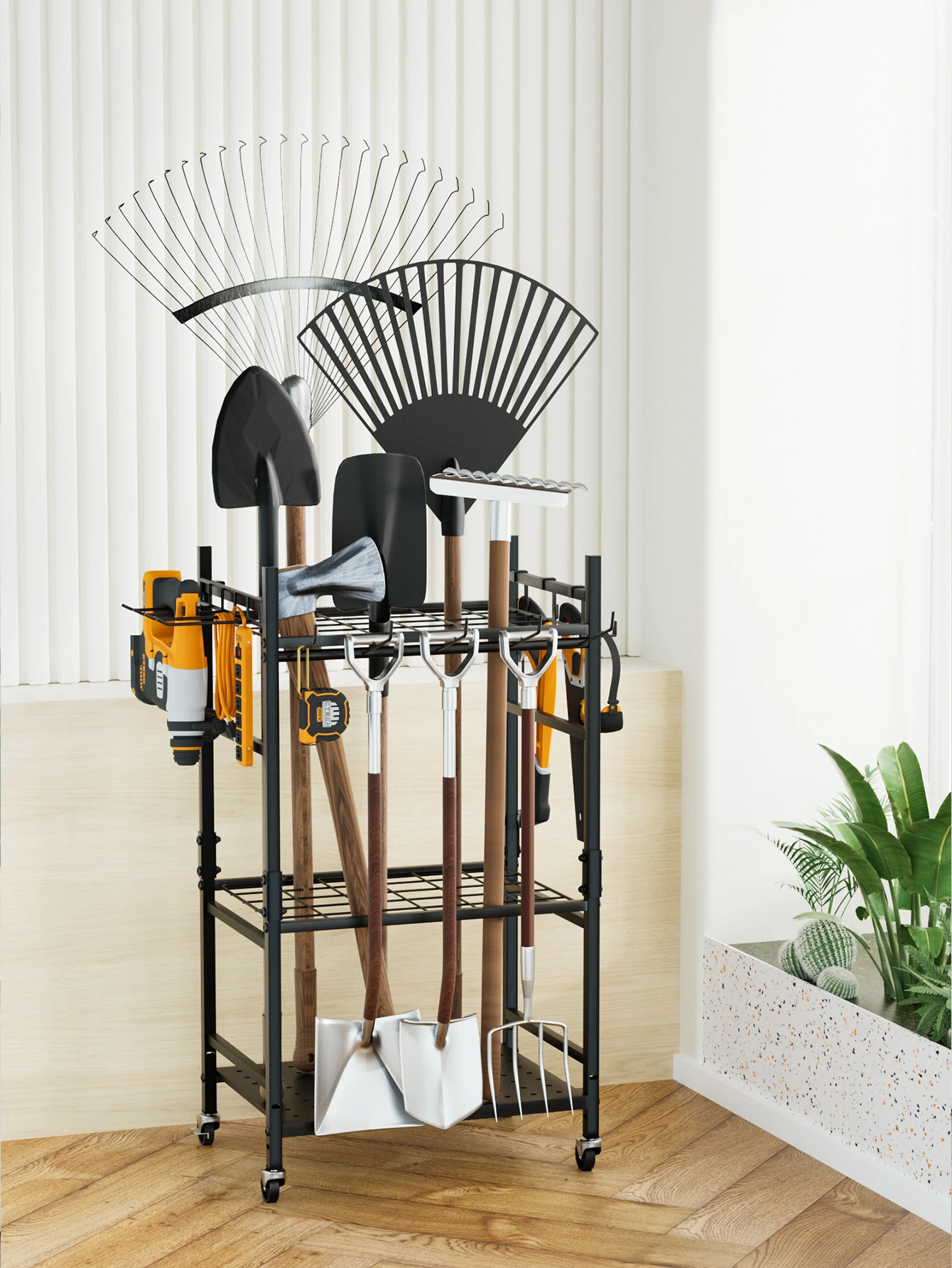 Heavy Duty Straight-Hook Garden Tool Hanging Rail detail 9