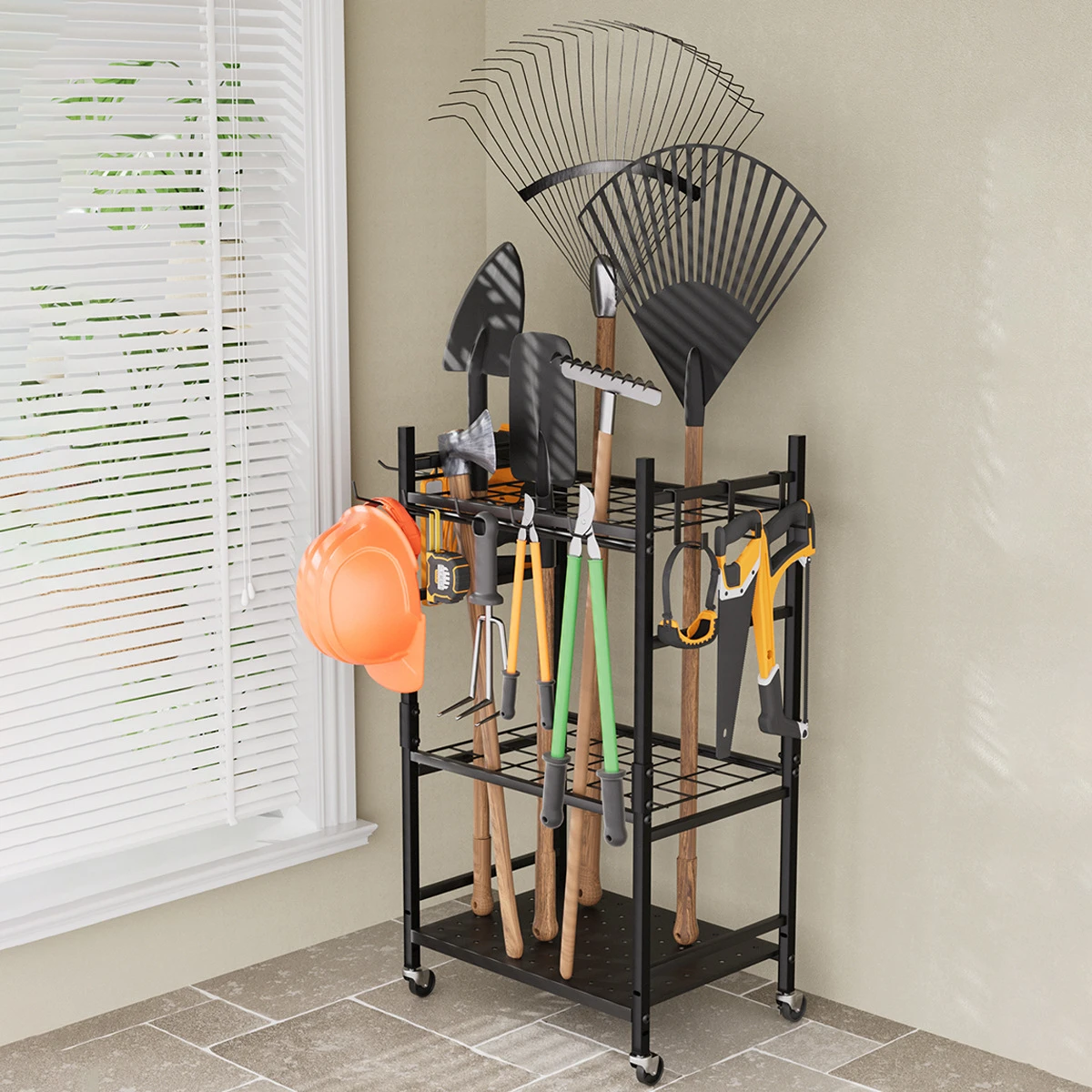 Heavy Duty Straight-Hook Garden Tool Hanging Rail - View 3