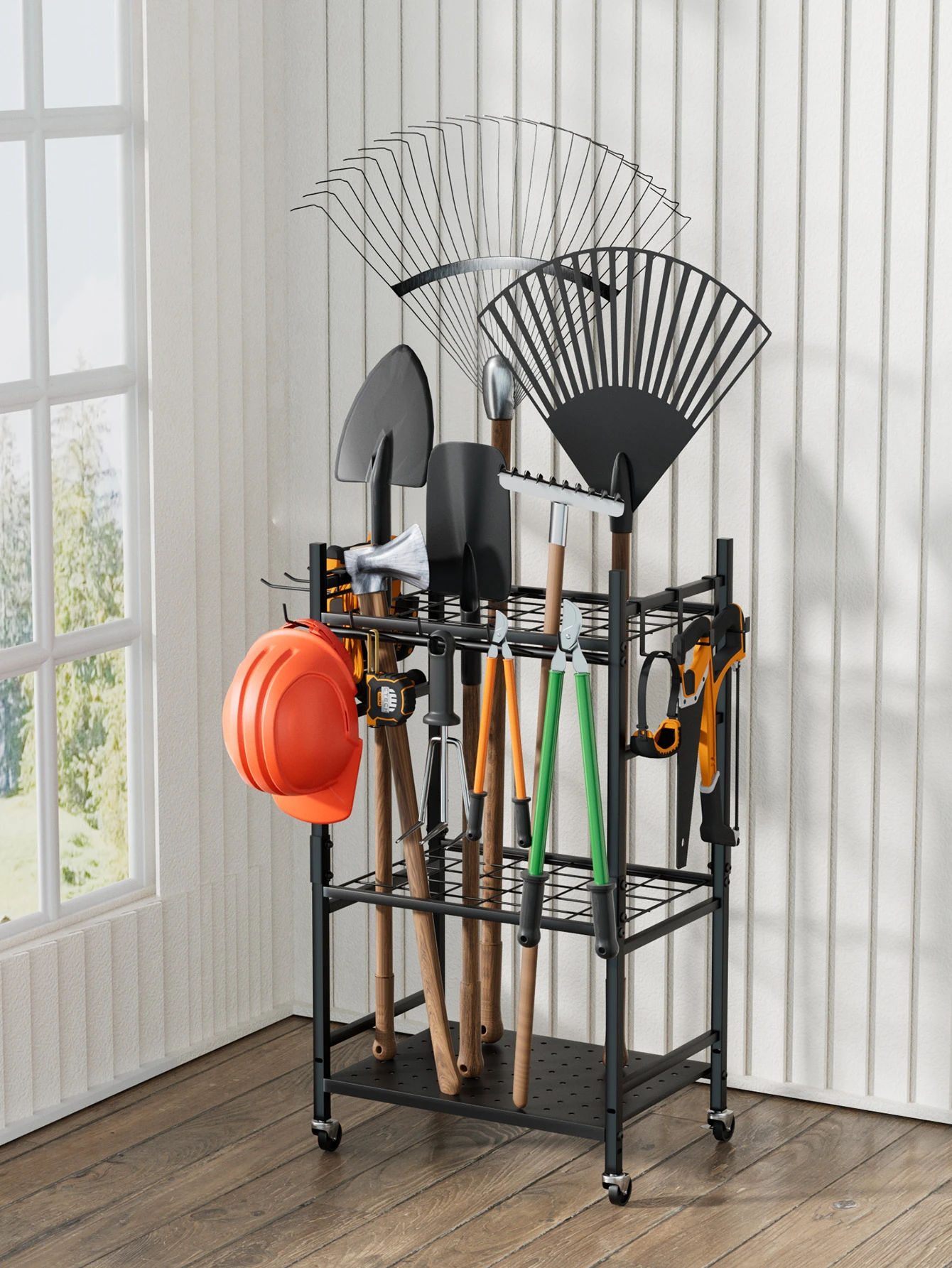 Heavy Duty Straight-Hook Garden Tool Hanging Rail detail 3
