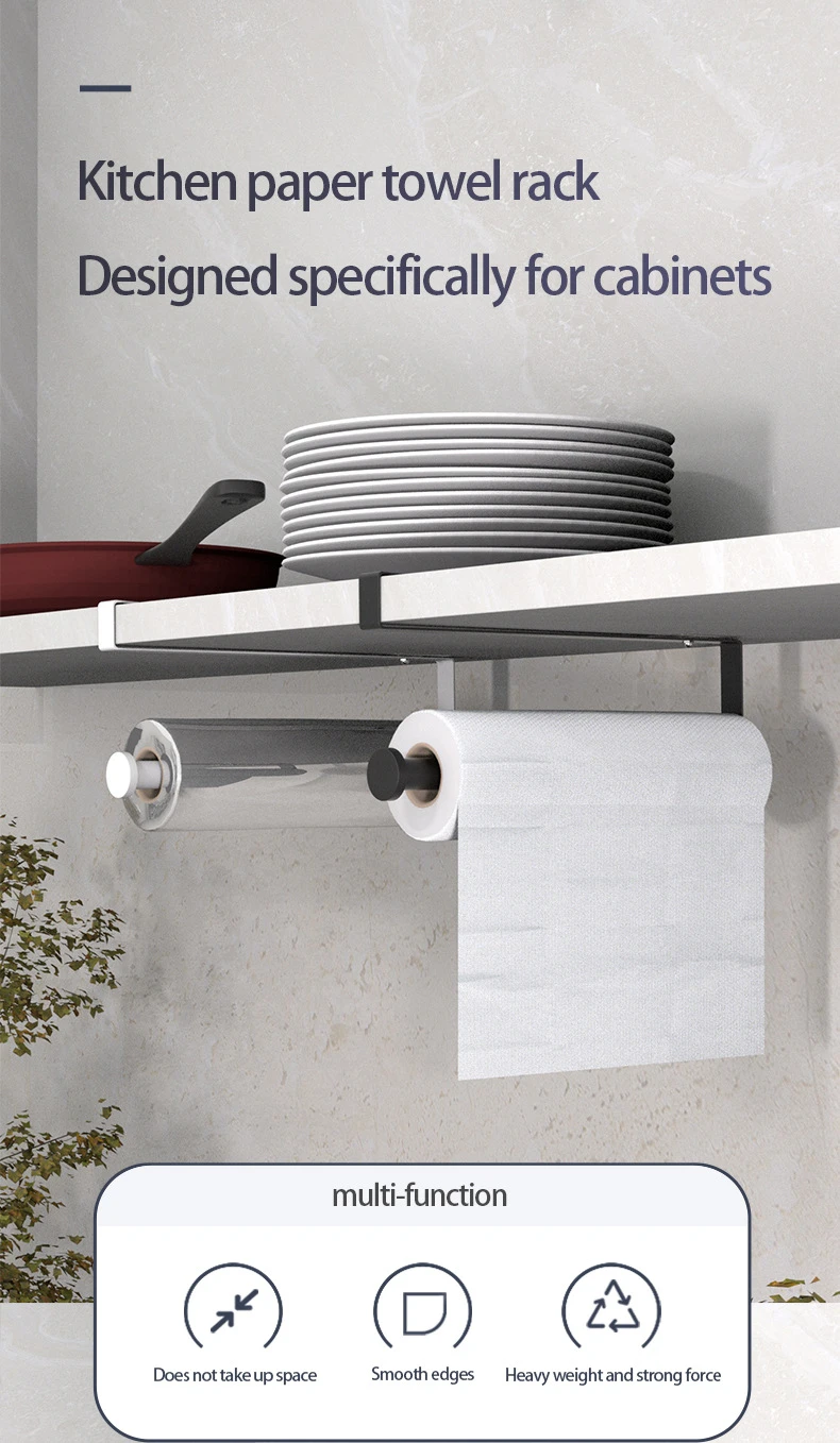Under-Cabinet Kitchen Paper Towel & Wrap Holder detail 1