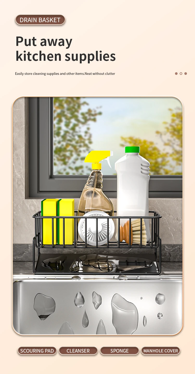 Countertop Sink Sponge & Dish Soap Caddy Organizer detail 3
