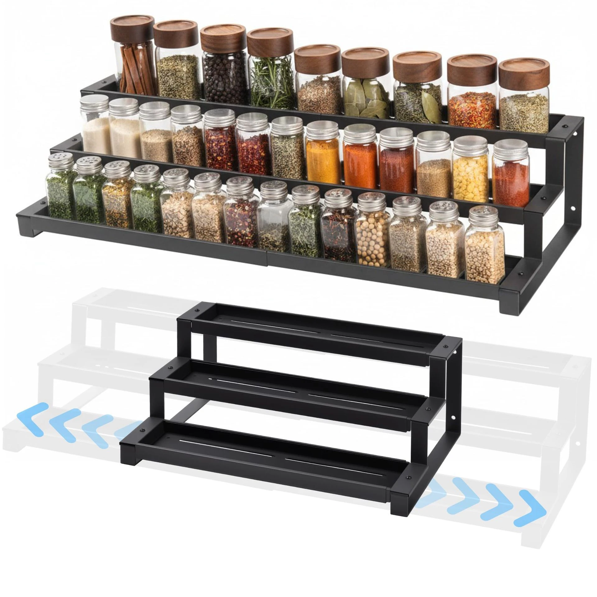 Expandable Tiered Step Spice & Bottle Organizer detail 2