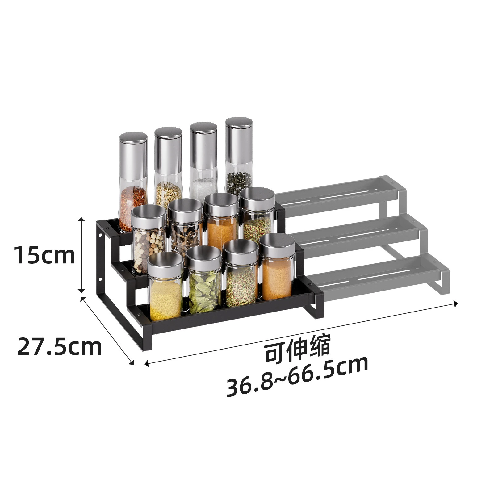 Expandable Tiered Step Spice & Bottle Organizer detail 7