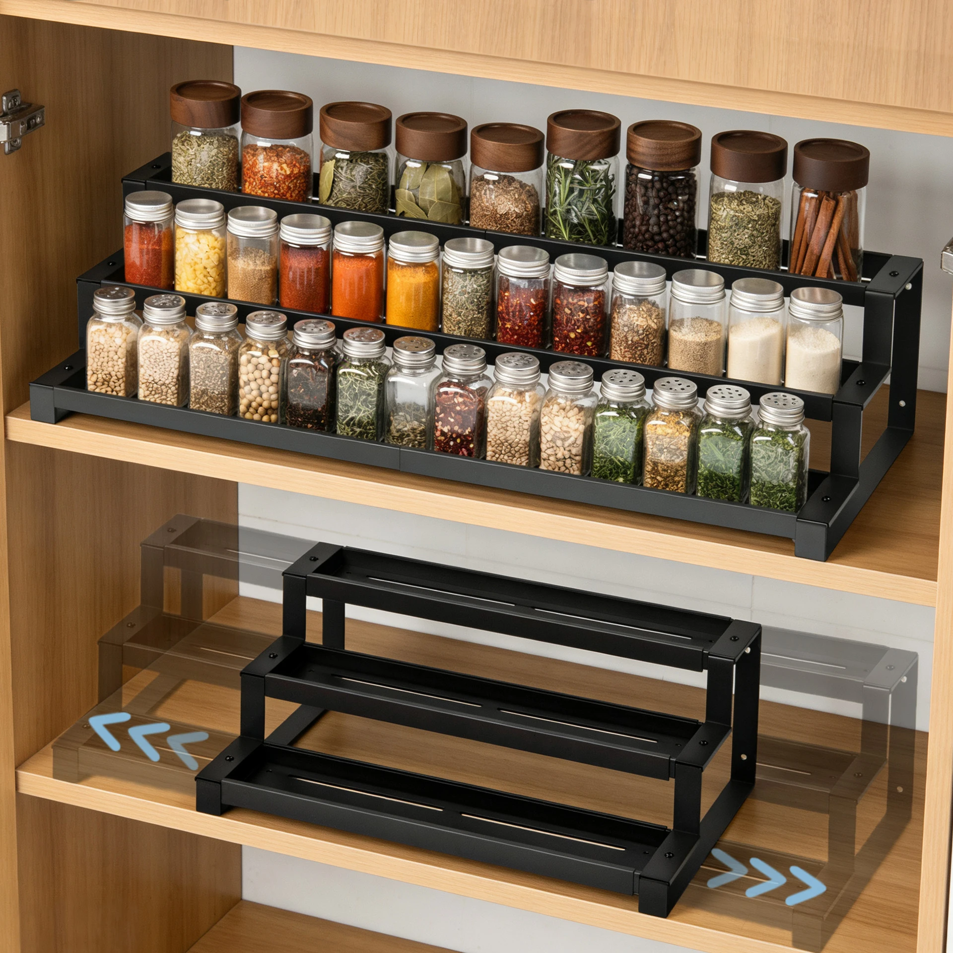 Expandable Tiered Step Spice & Bottle Organizer - View 1