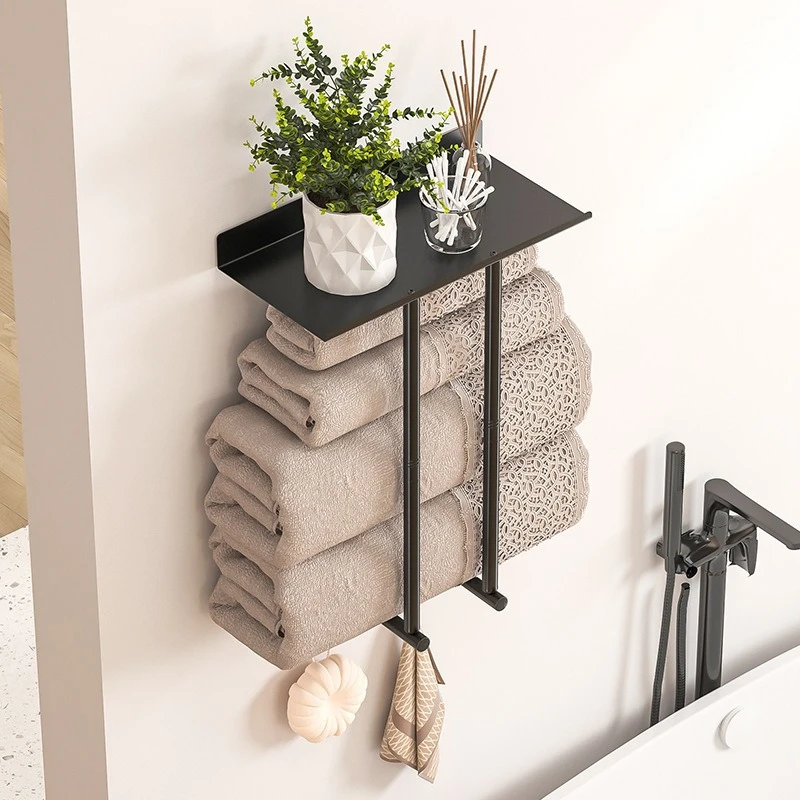 Multi-Layer 90° Folding Bathroom Towel Rack - View 2