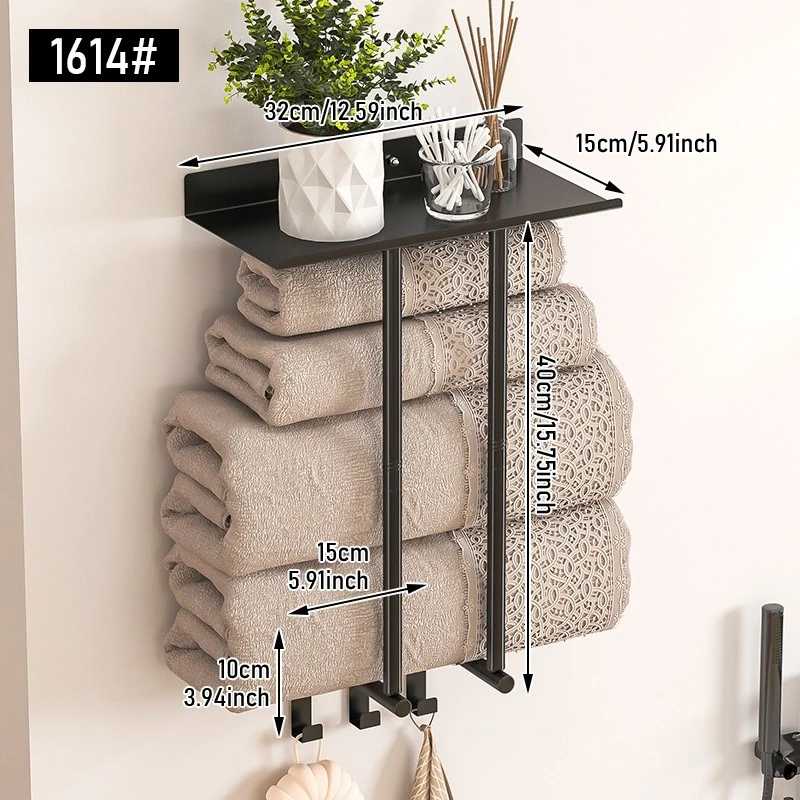 Multi-Layer 90° Folding Bathroom Towel Rack - View 6