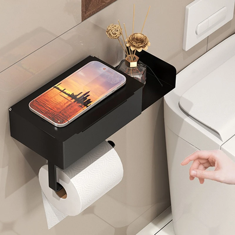 Waterproof Toilet Paper Dispenser with Phone Shelf - View 2