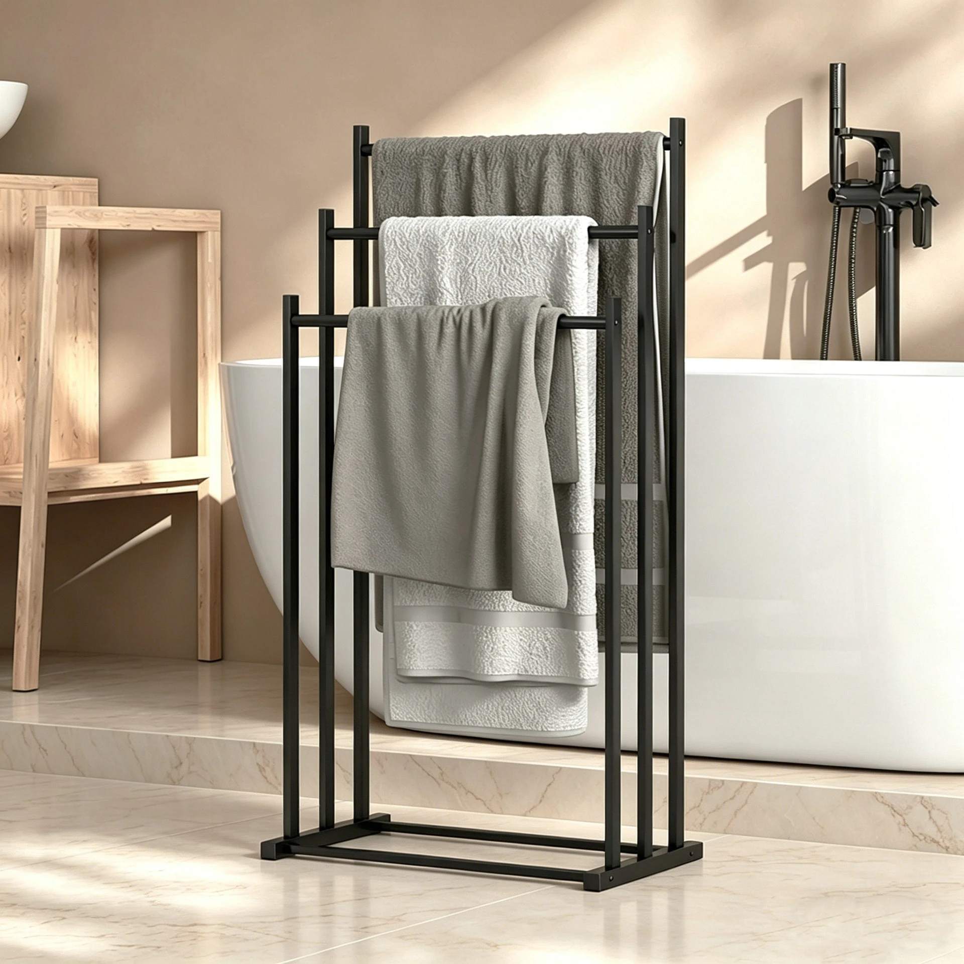 3-Tier Wall-Mounted Bath Towel & Toiletries Shelf - View 1