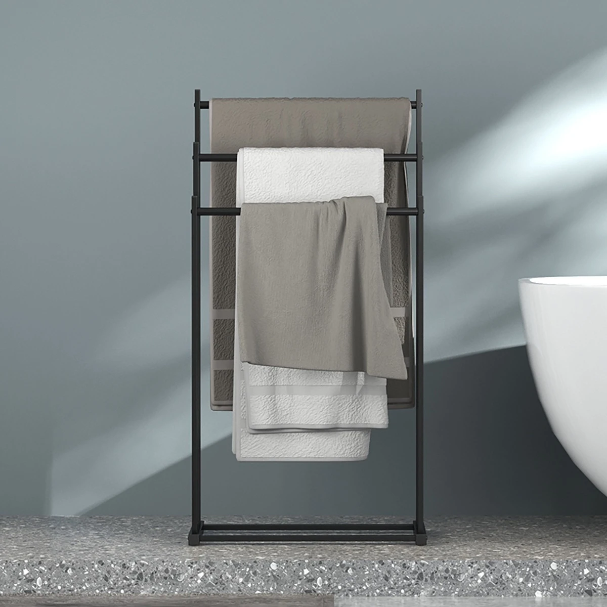 3-Tier Wall-Mounted Bath Towel & Toiletries Shelf - View 2