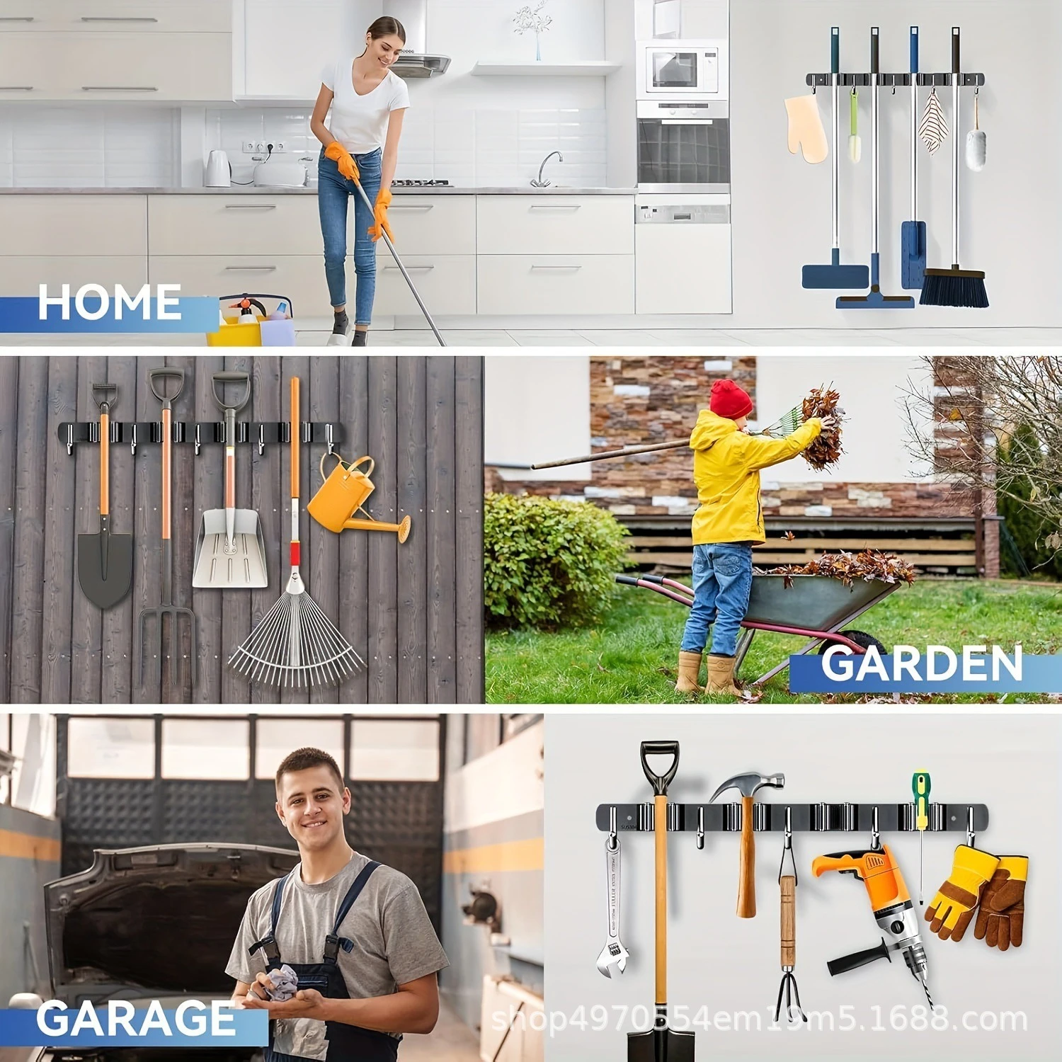 Wall-Mounted Stainless Steel Mop & Broom Clamp Holder detail 5
