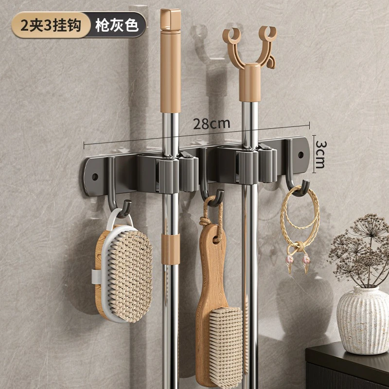 Wall-Mounted Stainless Steel Mop & Broom Clamp Holder - View 11