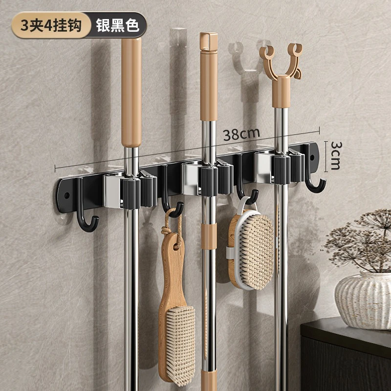 Wall-Mounted Stainless Steel Mop & Broom Clamp Holder - View 13