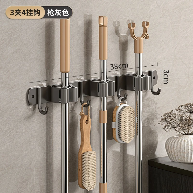Wall-Mounted Stainless Steel Mop & Broom Clamp Holder - View 14