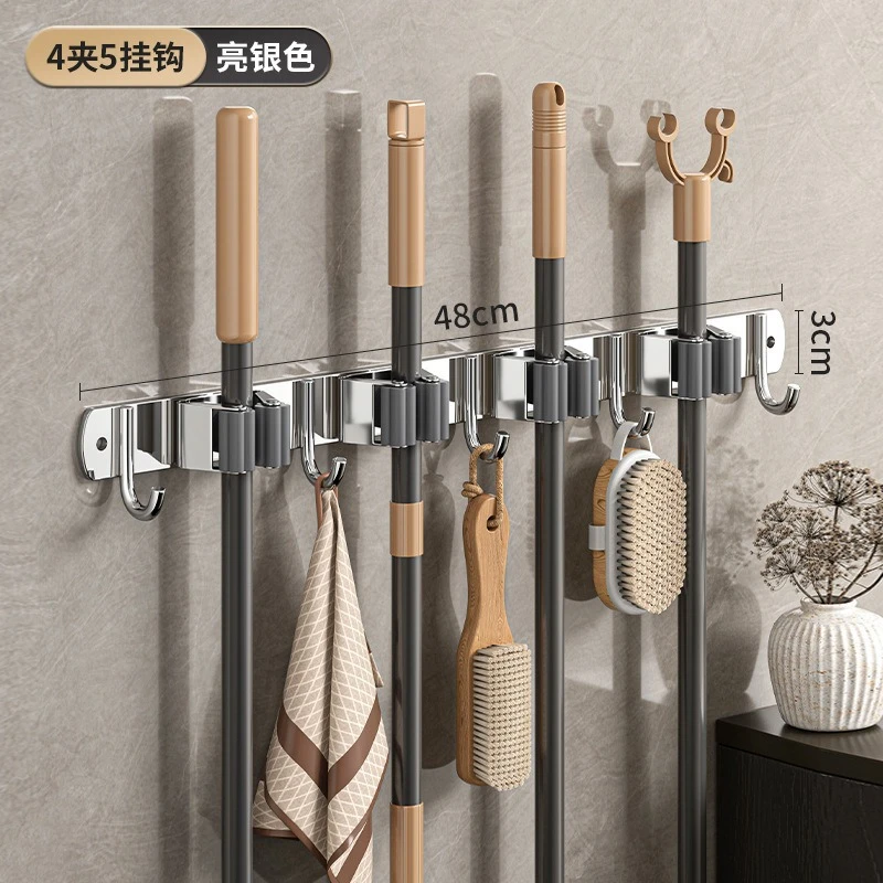 Wall-Mounted Stainless Steel Mop & Broom Clamp Holder - View 15