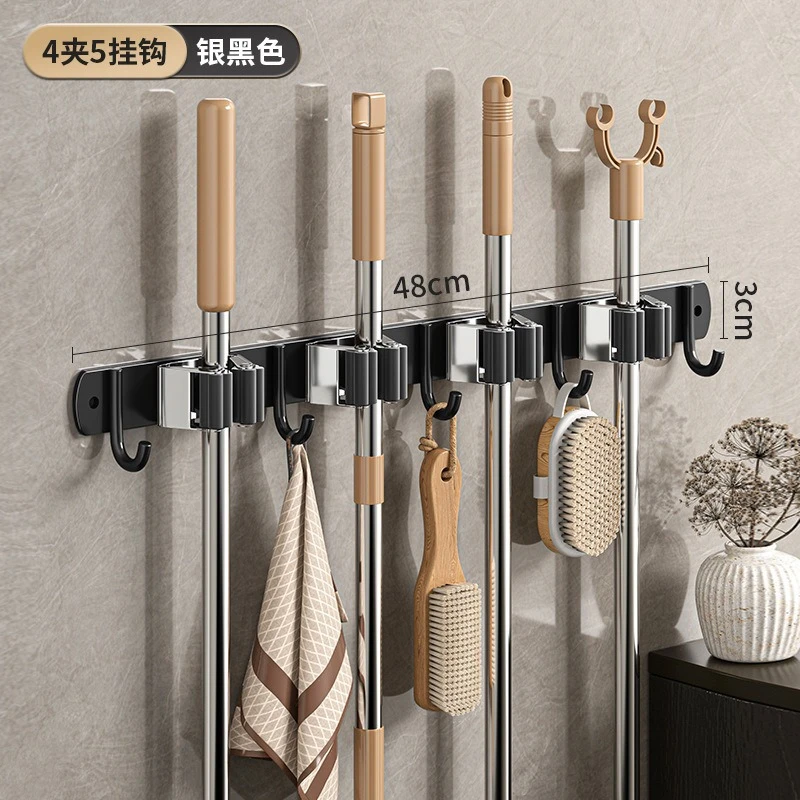 Wall-Mounted Stainless Steel Mop & Broom Clamp Holder - View 16