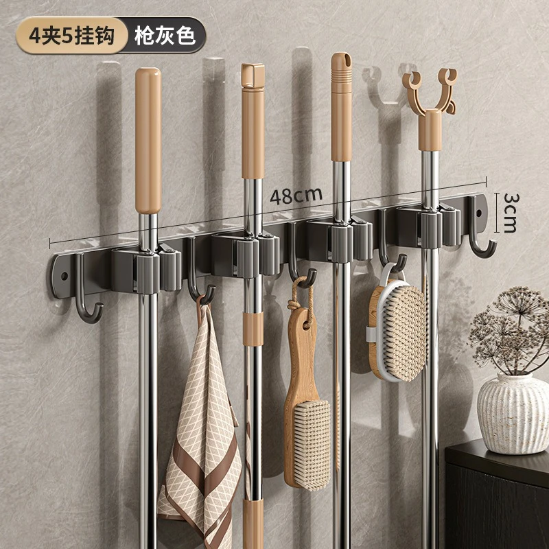 Wall-Mounted Stainless Steel Mop & Broom Clamp Holder - View 17