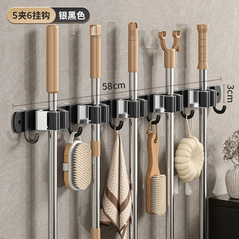 Wall-Mounted Stainless Steel Mop & Broom Clamp Holder - View 19