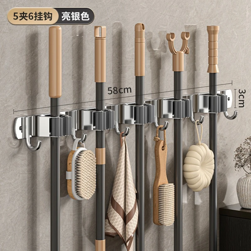 Wall-Mounted Stainless Steel Mop & Broom Clamp Holder - View 18
