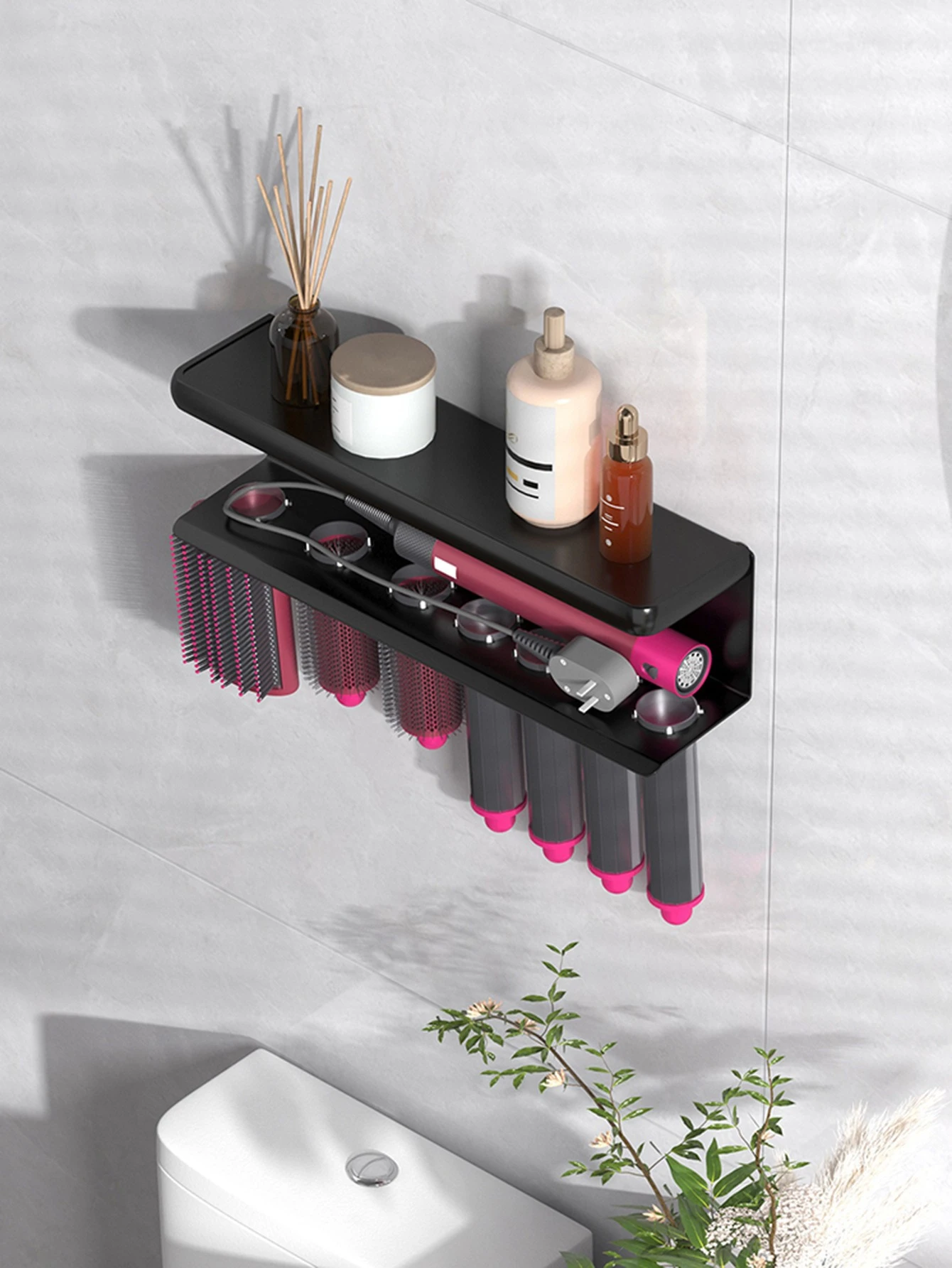 Wall-Mounted Hair Dryer & Curling Iron Holder Rack detail 10
