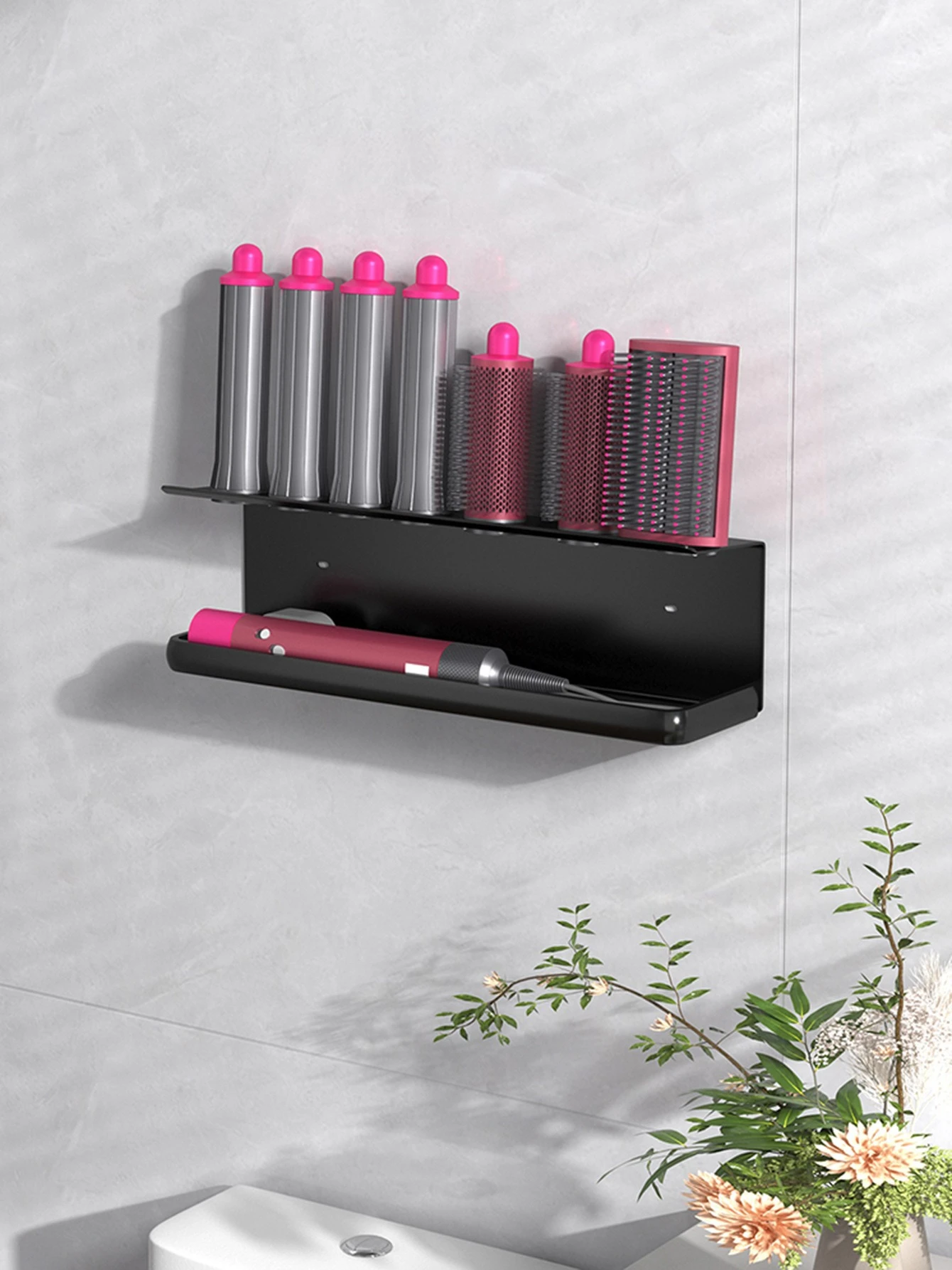 Wall-Mounted Hair Dryer & Curling Iron Holder Rack detail 11