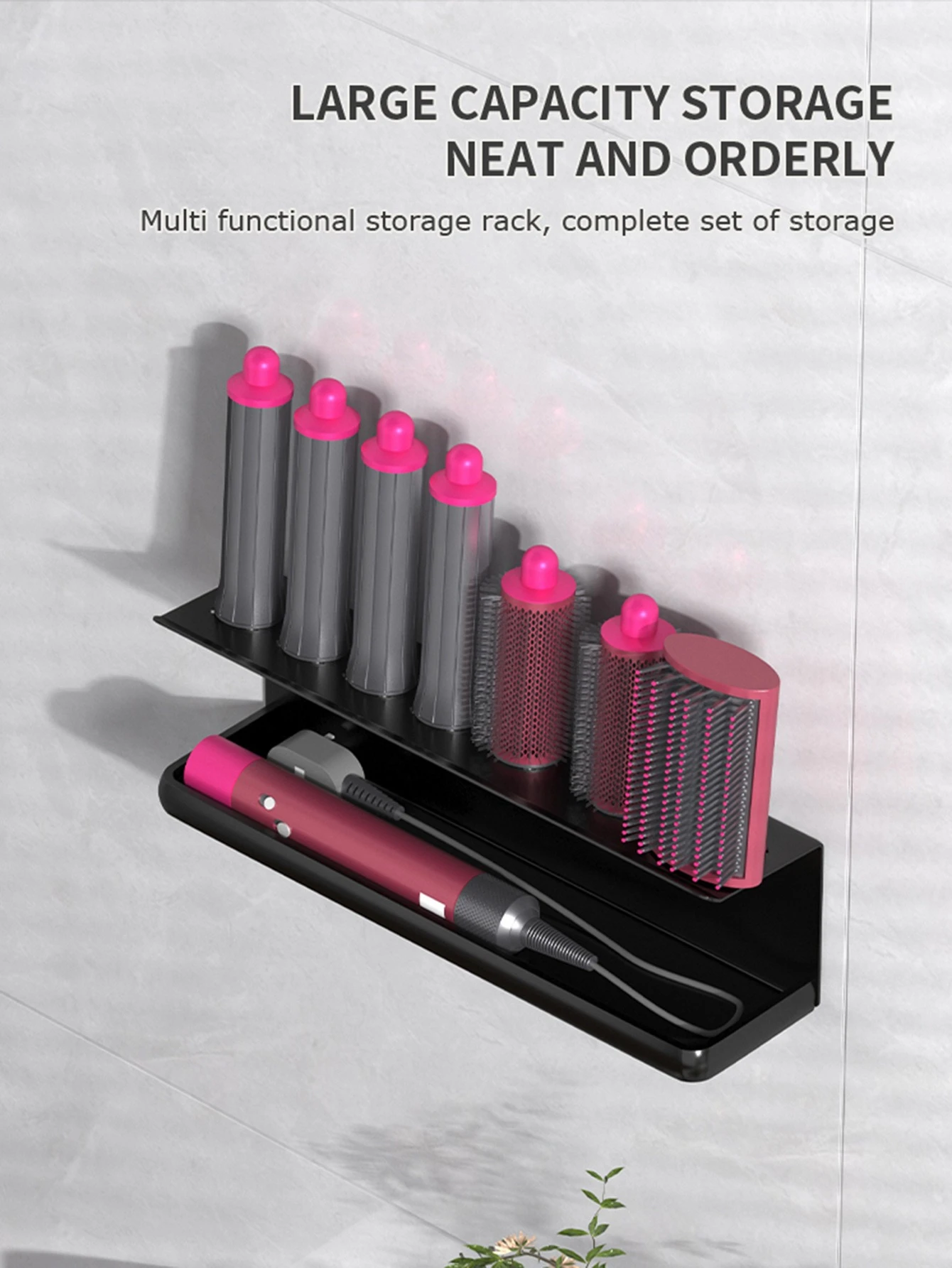 Wall-Mounted Hair Dryer & Curling Iron Holder Rack detail 5