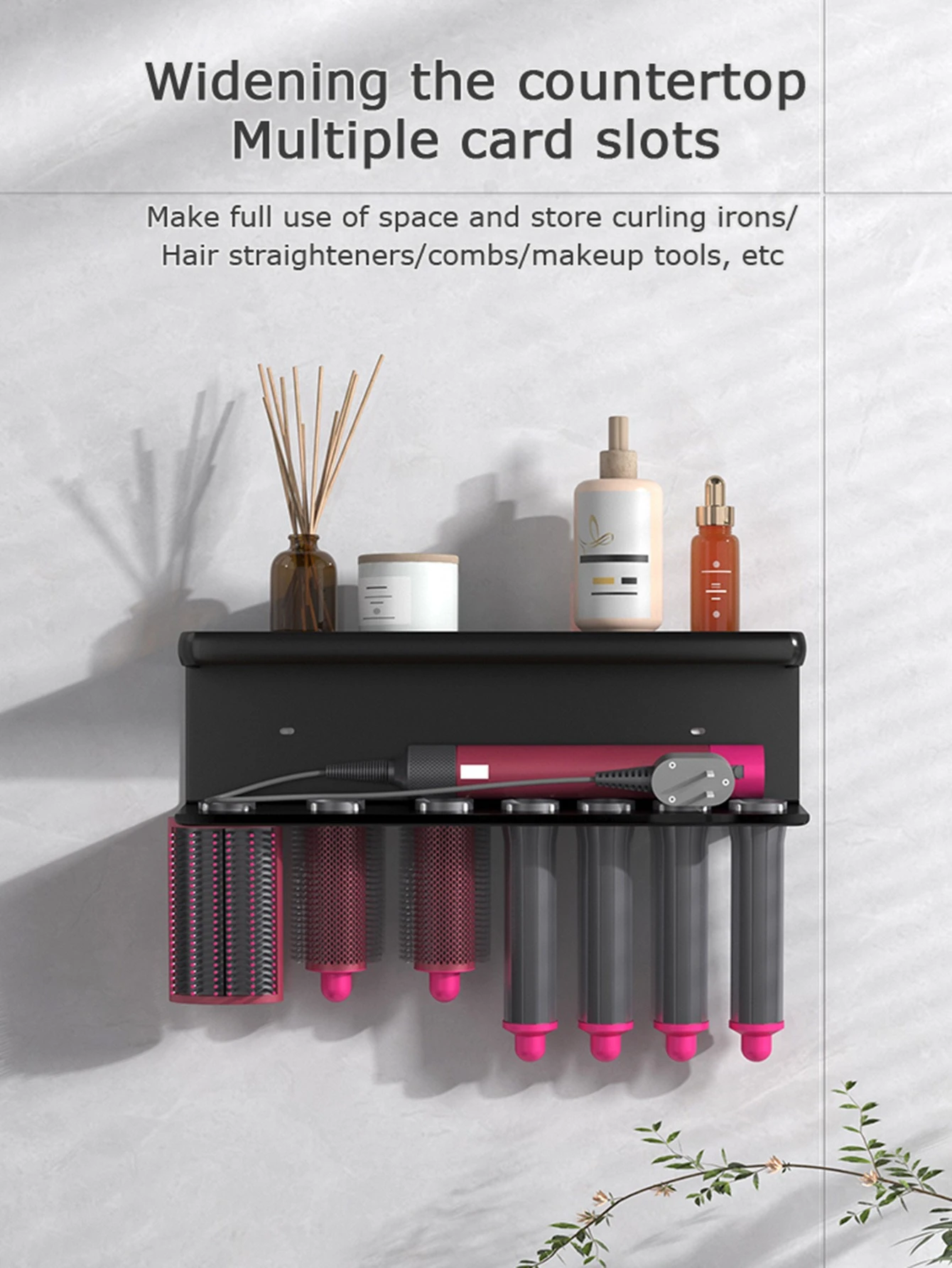 Wall-Mounted Hair Dryer & Curling Iron Holder Rack detail 6