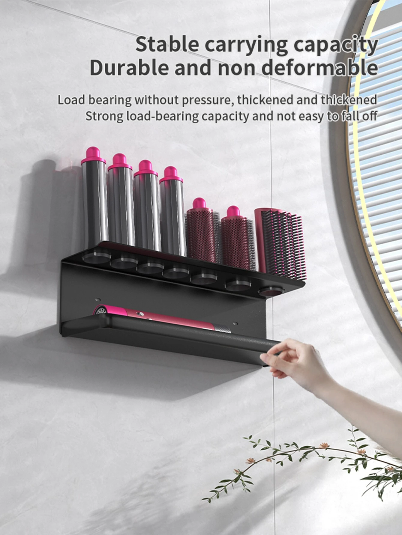 Wall-Mounted Hair Dryer & Curling Iron Holder Rack detail 9