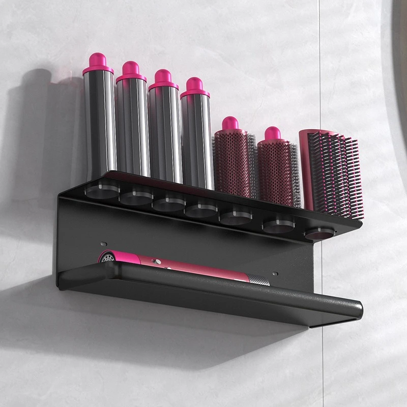 Wall-Mounted Hair Dryer & Curling Iron Holder Rack - View 4