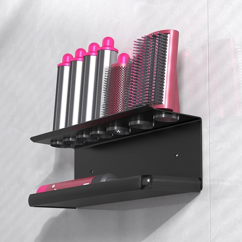 Wall-Mounted Hair Dryer & Curling Iron Holder Rack - View 2