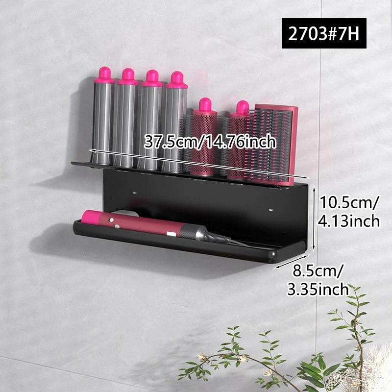 Wall-Mounted Hair Dryer & Curling Iron Holder Rack - View 6