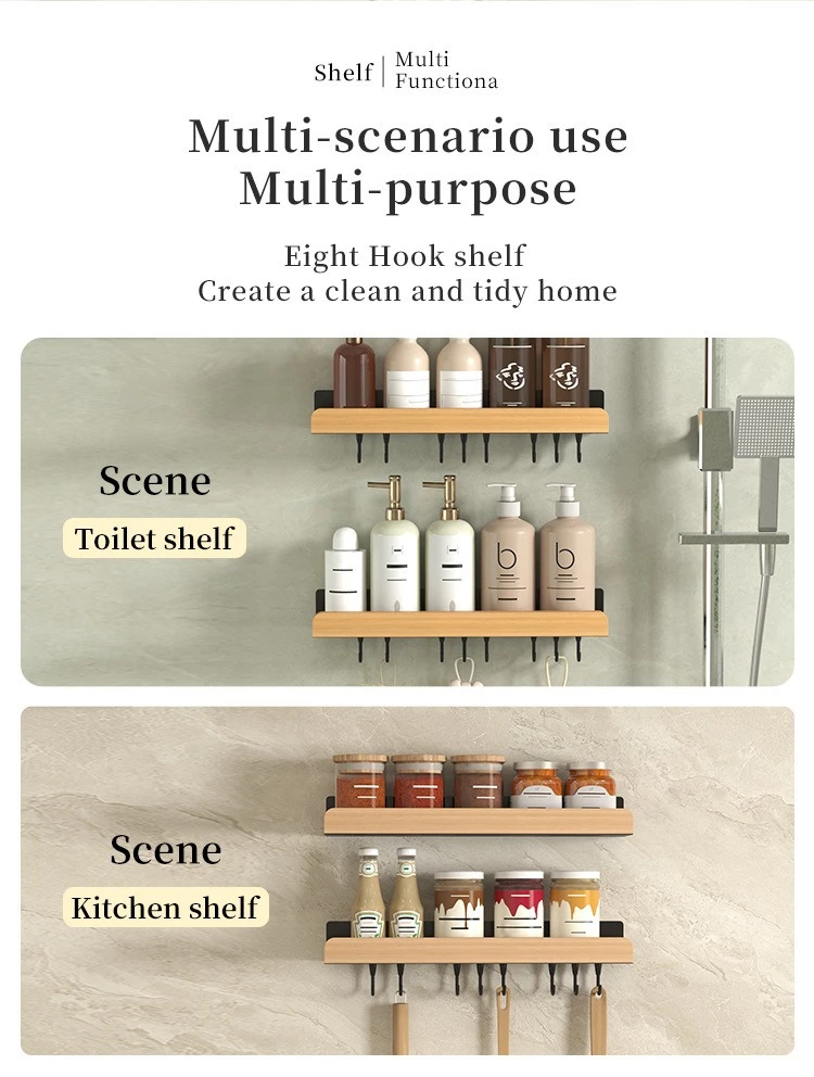 Multi-Function Bathroom Shower Caddy Rack with Hooks detail 12