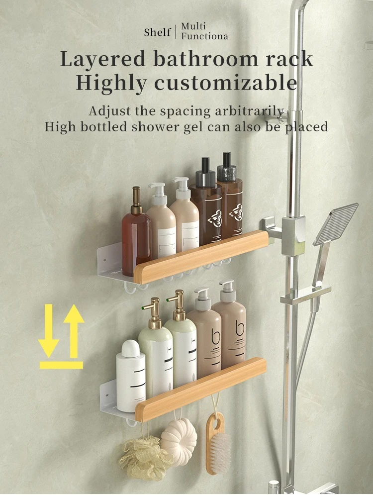 Multi-Function Bathroom Shower Caddy Rack with Hooks detail 13
