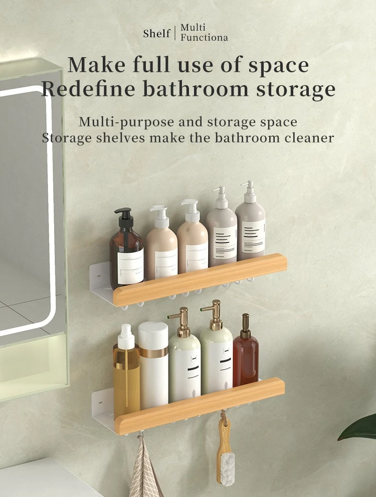 Multi-Function Bathroom Shower Caddy Rack with Hooks detail 1